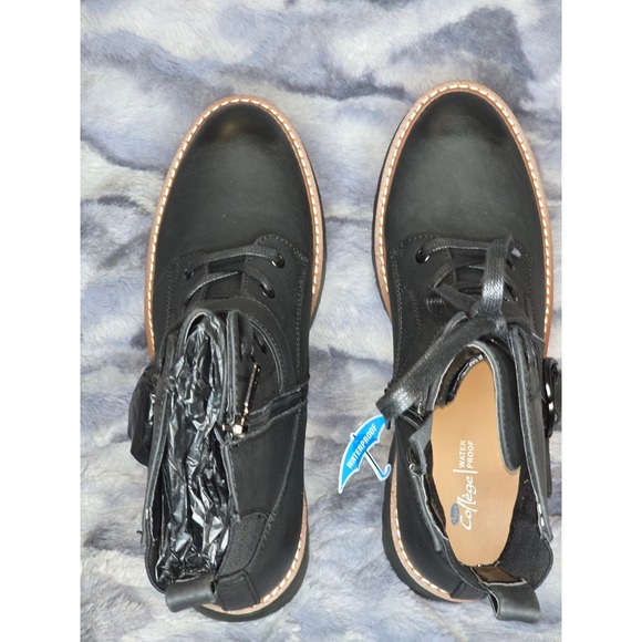 NWB Aqua College Waterproof Gecko Lace-Up Nubuck Leather Buckle Combat Boots‎ 11 - Picture 8 of 11